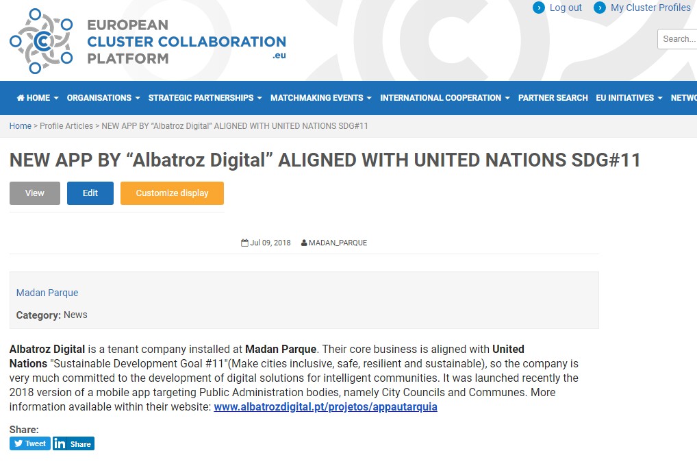 New APP by Albatroz Digital Aligned with united nations SDG#11