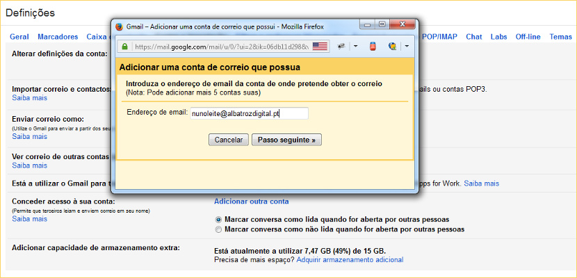 Como configurar uma conta externa no Gmail