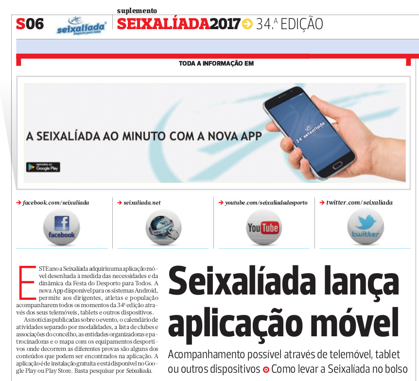 App da Seixalíada no Jornal A Bola